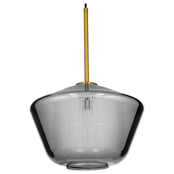 GloboStar® AMARIS 00873 Μοντέρνο Κρεμαστό Φωτιστικό Οροφής Μονόφωτο Γυάλινο Φιμέ Νίκελ Φ30 x Υ22cm