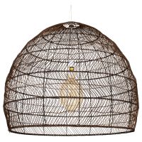 GloboStar® MALIBU 00967 Vintage Κρεμαστό Φωτιστικό Οροφής Μονόφωτο Καφέ Ξύλινο Bamboo Φ100 x Y86cm