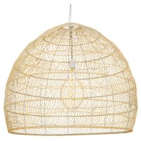 GloboStar® MALIBU 00974 Vintage Κρεμαστό Φωτιστικό Οροφής Μονόφωτο Μπεζ Ξύλινο Bamboo Φ100 x Y86cm