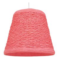 GloboStar® PLAYROOM 00996 Vintage Κρεμαστό Φωτιστικό Οροφής Μονόφωτο Ροζ Ξύλινο Ψάθινο Rattan Φ32 x Υ27cm