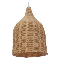 GloboStar® BAHAMAS 01202 Vintage Κρεμαστό Φωτιστικό Οροφής Μονόφωτο Μπεζ Ξύλινο Ψάθινο Bamboo Φ30 x Υ47cm