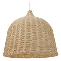 GloboStar® BAHAMAS 01370 Vintage Κρεμαστό Φωτιστικό Οροφής Μονόφωτο Μπεζ Ξύλινο Ψάθινο Bamboo Φ60 x Υ60cm