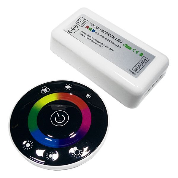 Ασύρματος LED RGB Controller με Μαύρο Στρογγυλό Χειριστήριο Αφής 2.4G RF 12v (192w) - 24v (384w) DC GloboStar 77445