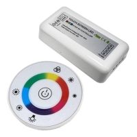 Ασύρματος LED RGB Controller με Λευκό Στρογγυλό Χειριστήριο Αφής 2.4G 12v (192w) - 24v (384w) DC GloboStar 77545