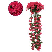 GloboStar® 78053 Τεχνητό Κρεμαστό Φυτό Διακοσμητικών Λουλουδιών με Φούξια Φλόξ M30 x Υ80 x Π30cm