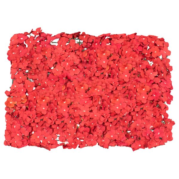 GloboStar® 78316 Συνθετικό Πάνελ Φυλλωσιάς - Κάθετος Κήπος Ορτανσία Κόκκινο Μ60 x Υ40 x Π5cm