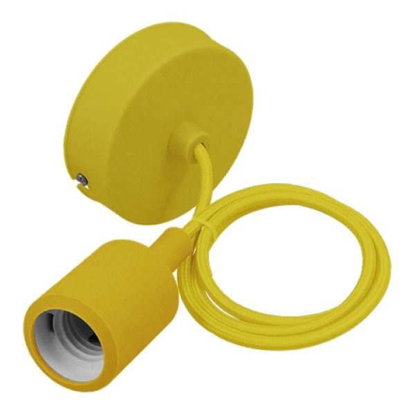 Κίτρινο Κρεμαστό Φωτιστικό Οροφής Σιλικόνης με Υφασμάτινο Καλώδιο 1 Μέτρο E27 GloboStar Yellow 91006
