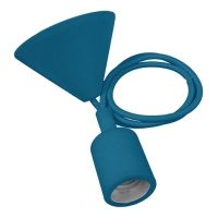 Μπλε Κρεμαστό Φωτιστικό Οροφής Σιλικόνης με Υφασμάτινο Καλώδιο 1 Μέτρο E27 GloboStar Blue 91009