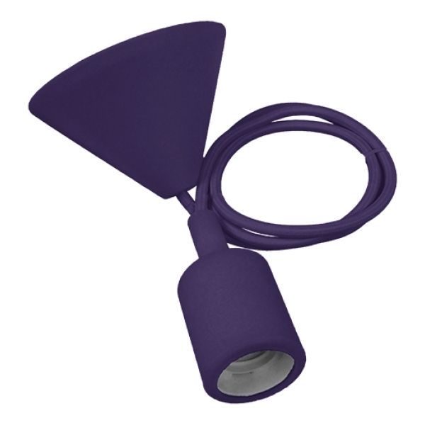Μωβ Κρεμαστό Φωτιστικό Οροφής Σιλικόνης με Υφασμάτινο Καλώδιο 1 Μέτρο E27 GloboStar Purple 91011