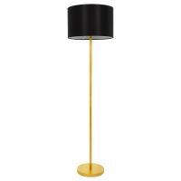 GloboStar® ASHLEY 00825 Μοντέρνο Φωτιστικό Δαπέδου Μονόφωτο Μεταλλικό Χρυσό με Μαύρο Καπέλο Φ40 x Υ148cm