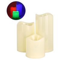 GloboStar® 79553 ΣΕΤ 3 Διακοσμητικών Realistic Κεριών με LED Εφέ Κινούμενης Φλόγας - Μπαταρίας & Ασύρματο Χειριστήριο IR Πολύχρωμα RGB Dimmable