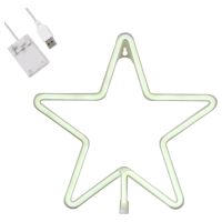 GloboStar® 78584 Φωτιστικό Ταμπέλα Φωτεινή Επιγραφή NEON LED Σήμανσης STAR 5W με Καλώδιο Τροφοδοσίας USB - Μπαταρίας 3xAAA (Δεν Περιλαμβάνονται) - Ψυχρό Λευκό 6000K
