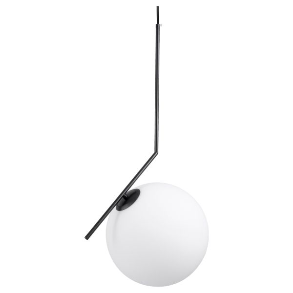 GloboStar® MONROE 00957 Μοντέρνο Κρεμαστό Φωτιστικό Οροφής Μονόφωτο Μαύρο - Λευκό Μεταλλικό Μπάλα Φ30 x Υ75cm
