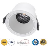 GloboStar® PLUTO-M 60255 Χωνευτό LED Spot Downlight TrimLess Φ8.4cm 10W 1250lm 38° AC 220-240V IP20 Φ8.4 x Υ5.9cm - Στρόγγυλο - Λευκό & Anti-Glare HoneyComb - Θερμό Λευκό 2700K - Bridgelux COB - 5 Years Warranty