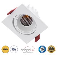 GloboStar® LEO-SQ 60291 Χωνευτό LED Spot Downlight TrimLess Μ8.5xΠ8.5cm 10W 1250lm 38° AC 220-240V IP20 Μ8.5 x Π8.5 x Υ6.6cm - Τετράγωνο - Κινούμενο - Λευκό & Anti-Glare HoneyComb - Θερμό Λευκό 2700K - Bridgelux COB - 5 Years Warranty