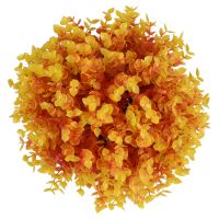 GloboStar® 78513 Artificial - Συνθετικό Τεχνητό Διακοσμητικό Φυτό Θάμνος Πυξάρι Πορτοκαλί - Κίτρινο Φ26cm