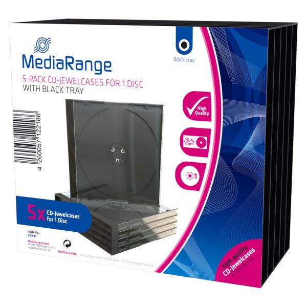 MEDIARANGE CD JEWELCASE 10.4MM 5 PACK (MRBOX31)