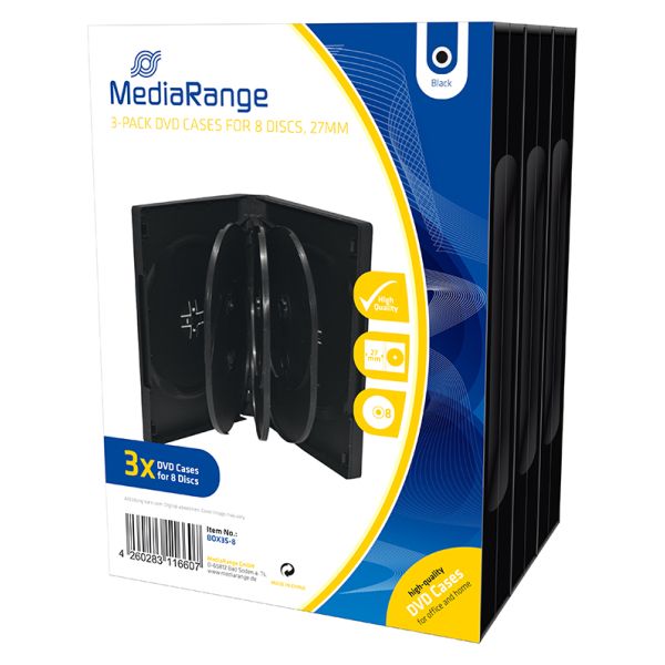 MediaRange DVD Case for 8 discs 27mm Black Pack 3 (MRBOX35-8)