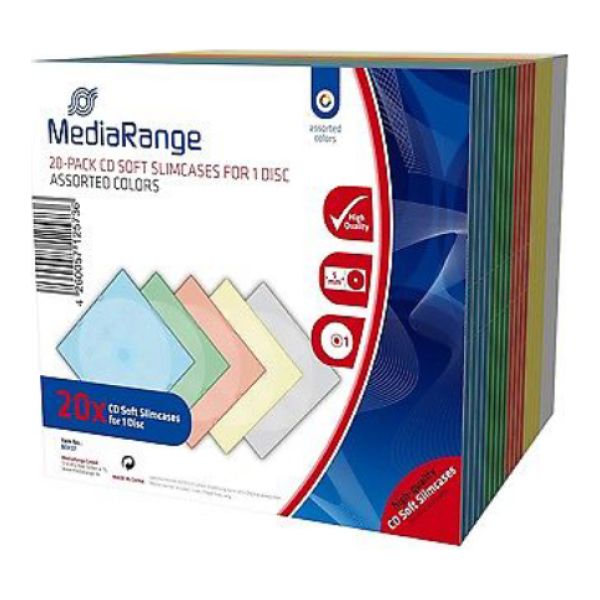 MEDIARANGE CD SOFT SLIMCASE 5.0MM 20 PACK (MRBOX37)