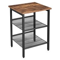 Auxiliary Metal Square Table with 2 Adjustable Shelves 40 x 40 x 50 cm Vasagle (LET23X) (VASLET23X)