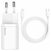 Baseus Charger with USB-C Port and Lightning Cable 20W Power Delivery White (Super Si 1C) (TZCCSUP-B02) (BASTZCCSUP-B02)