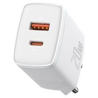 Baseus Nocable Charger withUSB-A and USB-C 20W Power Delivery / Quick Charge 3.0 White (CCXJ-B02) (BASCCXJB02)