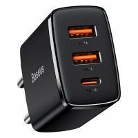 Baseus NoCable Charger with 2 USB-A Ports and USB-C Port 30W Power Delivery Black (Compact 2U+C) (CCXJ-E01) (BASCCXJE01)