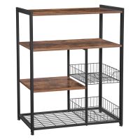 Metal Kitchen Shelf with 4 Shelves and 2 Baskets 80 x 35 x 95 cm Vasagle (KKS96X) (VASKKS96X)