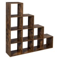 Wooden Bookcase with 10 Shelves 129.5 x 29 x 129.5 cm Color Dark Brown Vasagle (LBC10BX) (VASLBC10BX)