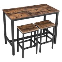Metal Rectangular Table Set - Bar 120 x 60 x 90 cm with 2 Stools  Vasagle (LBT15X) (VASLBT15X)