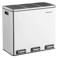 Metal Triple Stainless Steel Waste Bin with 3 Pedals 54 Lt and Soft-Close System Songmics (LTB54L) (SNGLTB54L)