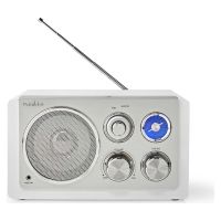Nedis Retro Επιτραπέζιο Ραδιόφωνο Ρεύματος Ασημί Silver/White (RDFM5110WT) (NEDRDFM5110WT)