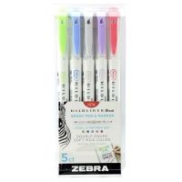 Zebra Mildliner Double Ended Brush Pen & Marker Bold & Fine Point 5 Pack Cool & Refined Set (ZB-79205) (ZEB79205)