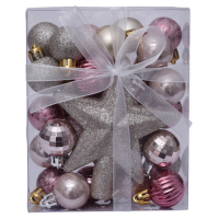 Artezan Christmas Ball 3cm Full Set Silver Pink + Top 30pcs/box