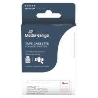 MediaRange Plastic Tape Cassette For Label Printers Using Brother TZ-232/TZe-232 12mm 8m Laminated Red On White (MRBTZ232)