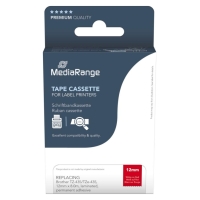 MediaRange Plastic Tape Cassette For Label Printers Using Brother TZ-435/TZe-435 12mm 8m Laminated White On Red (MRBTZ435)